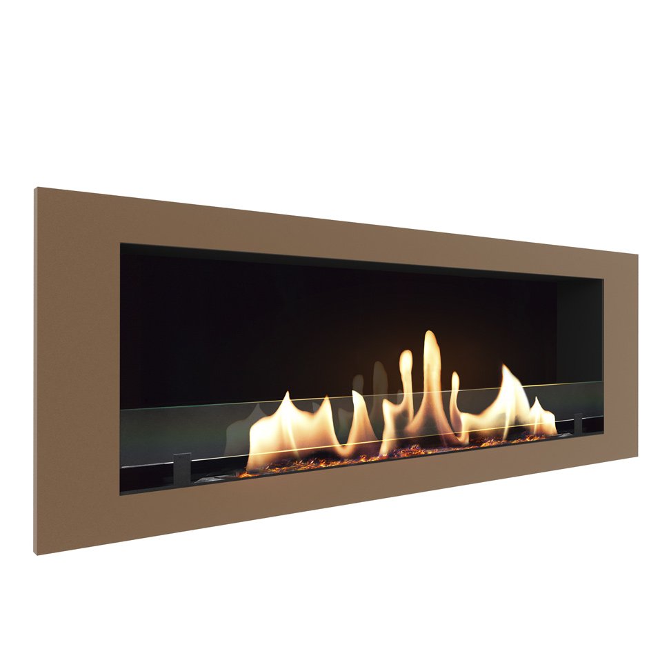 Биокамин встраиваемый SteelHeat LONG 1500 с рамкой цвет бронза 