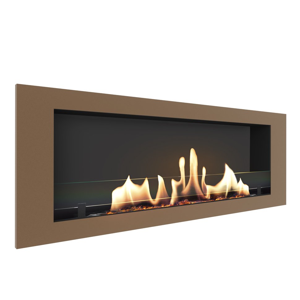 Биокамин встраиваемый SteelHeat LONG 1500 с рамкой цвет бронза 