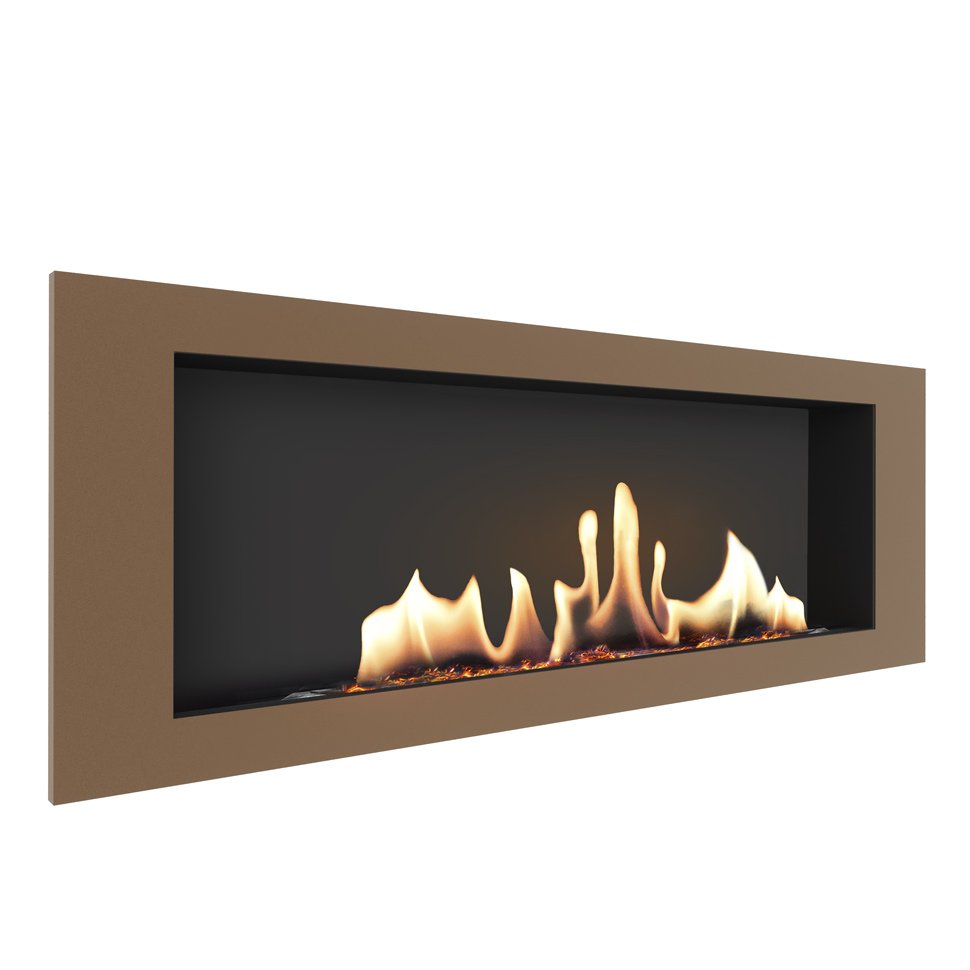 Биокамин встраиваемый SteelHeat LONG 1500 с рамкой цвет бронза 